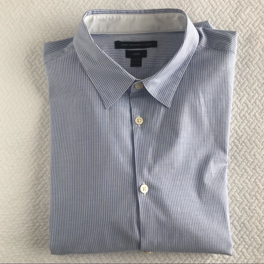 John varvatos luxe dress shirt blue white stripe L